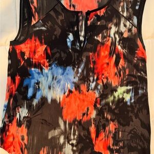 J. Crew Black and Red Abstract Tank Top